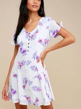 Isolde White Floral Print Mini Dress